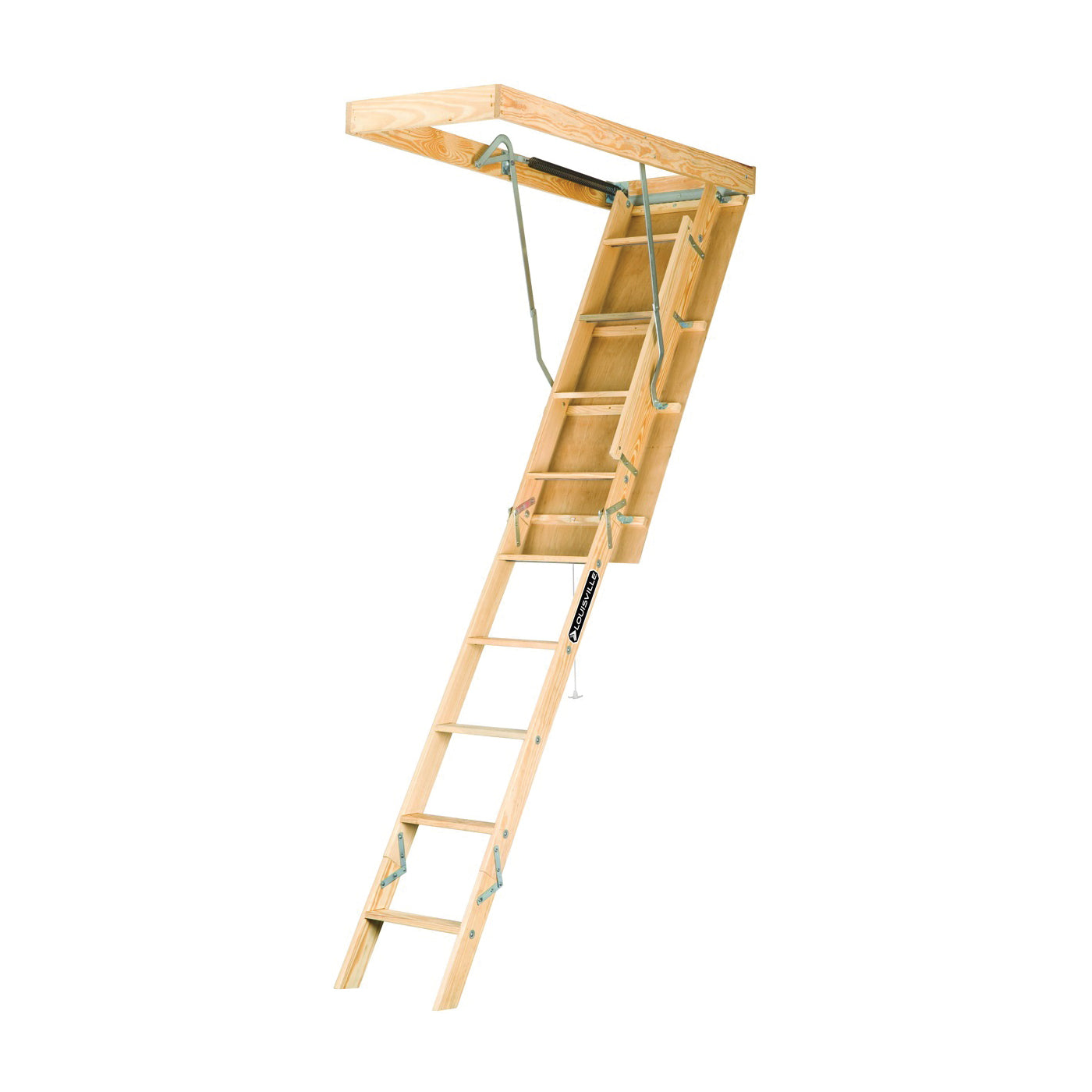 Louisville Premium Series L224PF Attic Ladder, 8 ft 9 in to 10 ft H Ceiling, 22-1/2 x 54 in Ceiling Opening, 11-Step