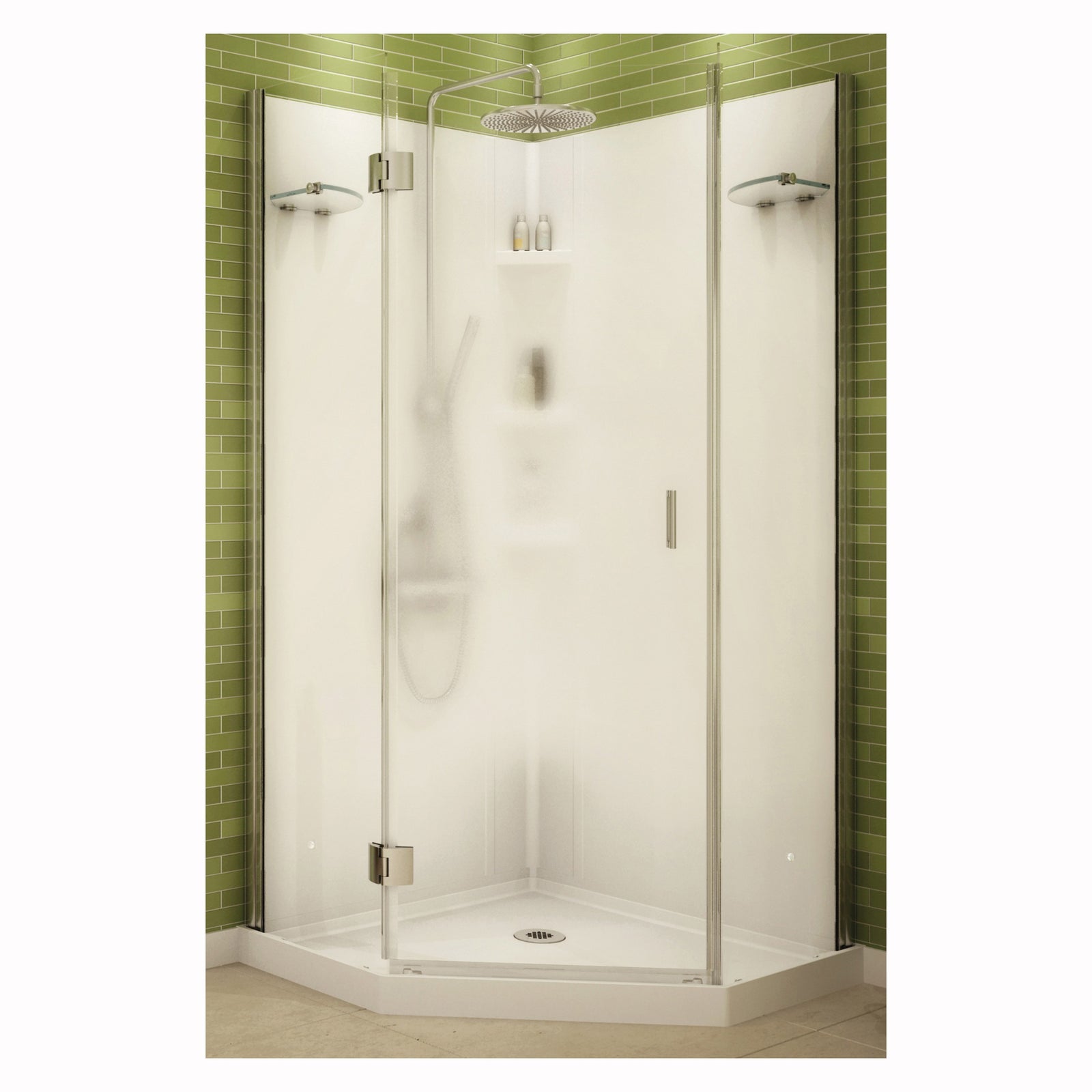 MAAX Papaya 105545-000-129 Shower Kit, 36 in L, 36 in W, 72 in H, Polystyrene, Chrome, 3-Wall Panel, Neo-Angle