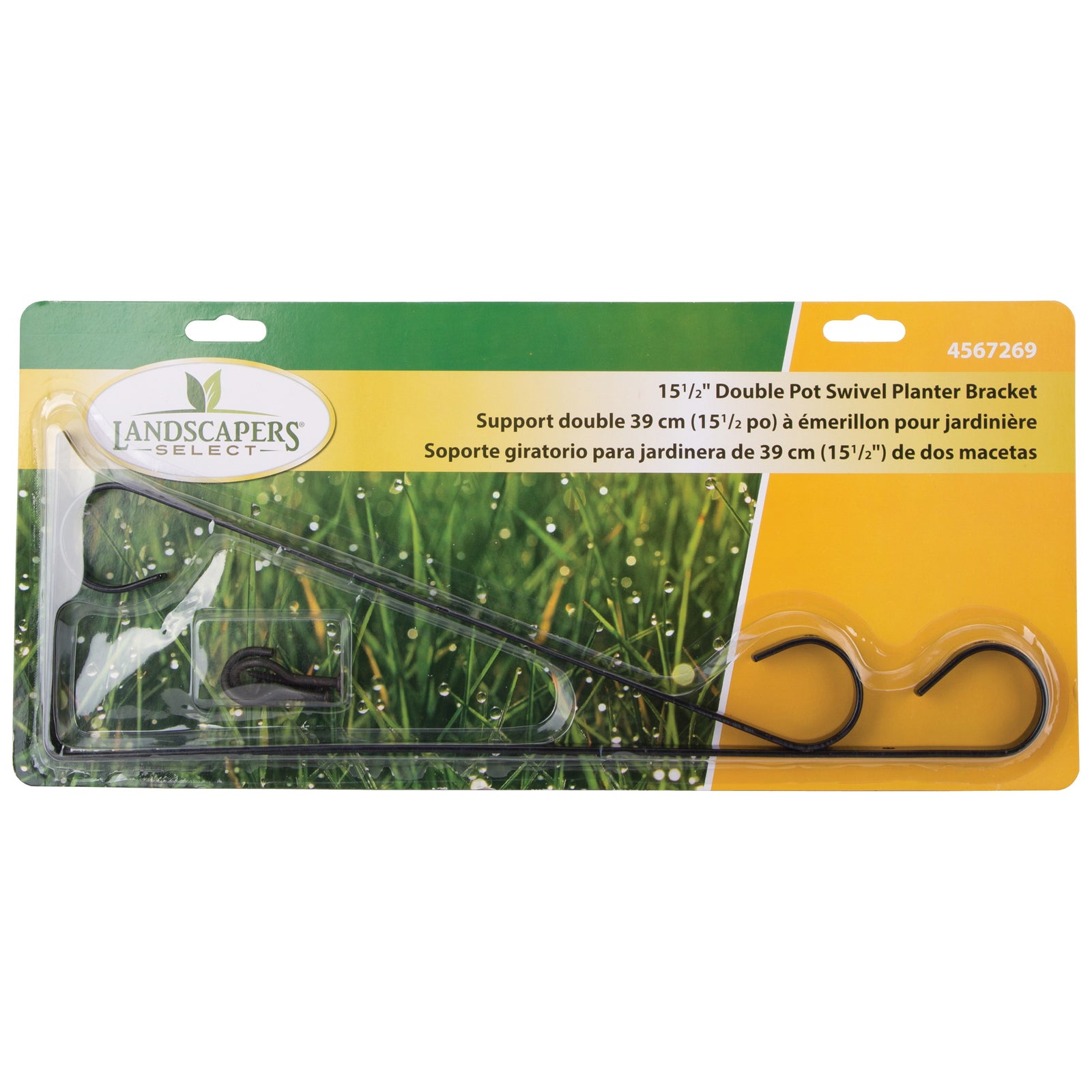 Landscapers Select GB0283L Hanging Plant Bracket, 15-1/2 L, Steel, Black, Wall Mount Mounting