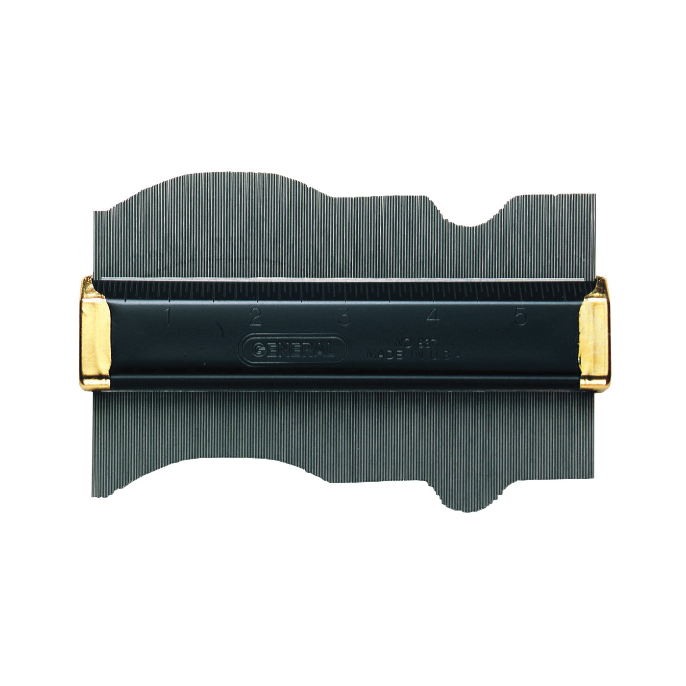 GENERAL 837 Contour Gauge with Pins, 6 in L, 3-1/2 in W, SAE Graduation, Stainless Steel