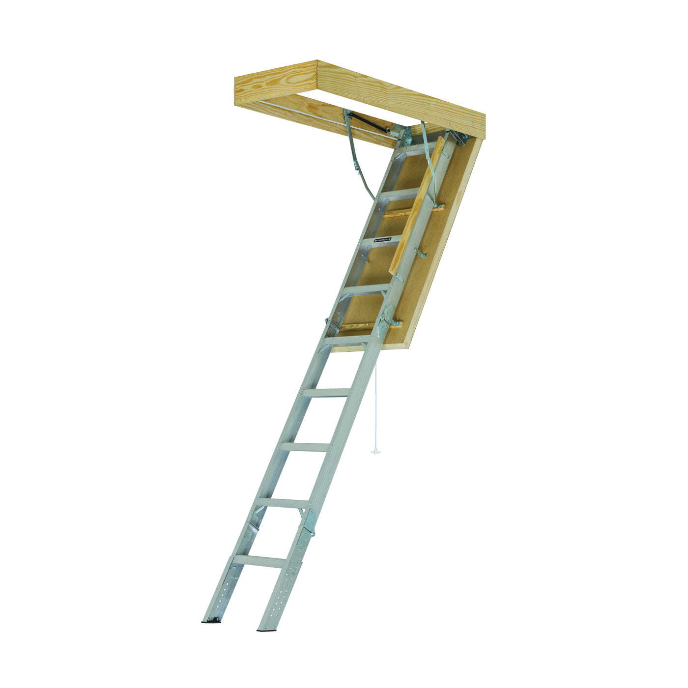 Louisville AEE2510 Aluminum Energy Efficient Attic Ladder, Opening 25-1/2 x 54 in, Fits Ceiling Heights of 7 ft 7 in to 10 ft 3 in