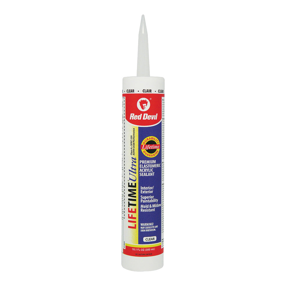 Red Devil Lifetime 0128CA Acrylic Latex Caulk, Clear, 10.1 oz Cartridge