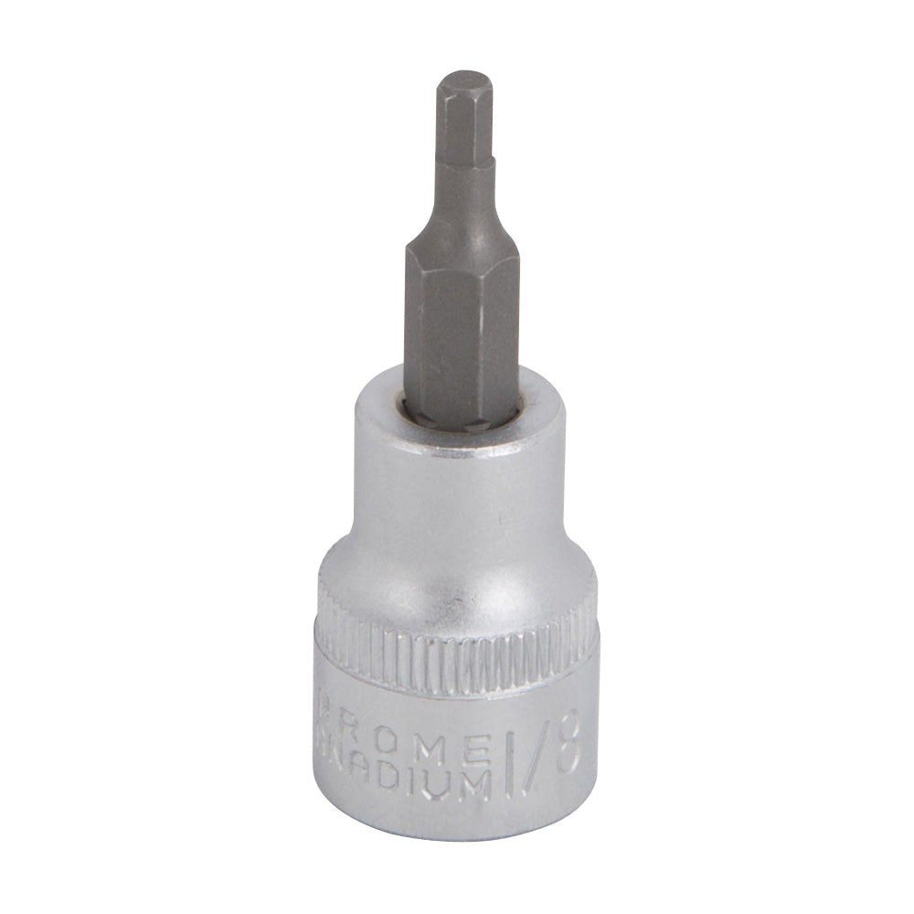 Vulcan Fractional Hex Bit Socket, Chrome, 1/8 in, 3/8 in Drive, 1-7/8 in OAL