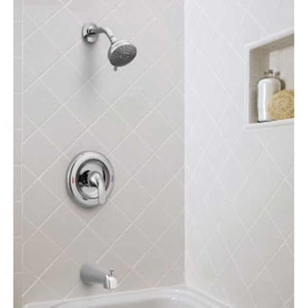 Moen Adler Series 82603 Tub and Shower Faucet, 1.75 gpm Showerhead, 1-Handle, Metal, Chrome Plated