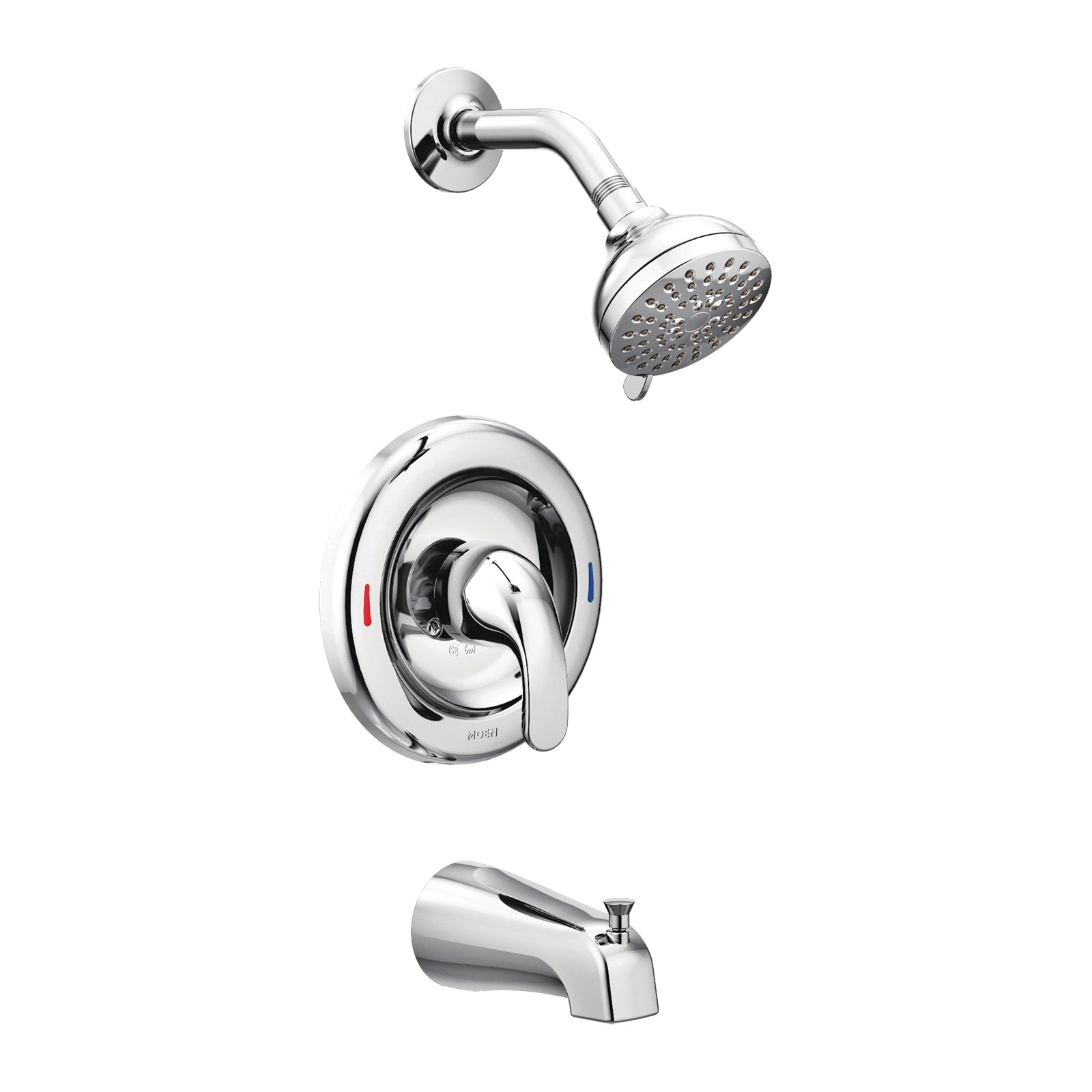 Moen Adler Series 82603 Tub and Shower Faucet, 1.75 gpm Showerhead, 1-Handle, Metal, Chrome Plated