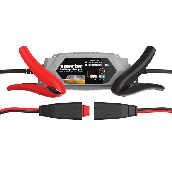 SMARTECH IC-2000 Automotive Battery Charger, 2 A Charge, AGM, LIB, EFB, GEL, MF, WET Battery, CANbus Plug, Black