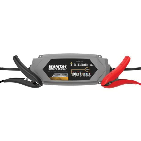 SMARTECH IC-3500 Automotive Battery Charger, 3.5 A Charge, AGM, Calcium, Gel Cell, Lithium, Wet Cell Battery, Black