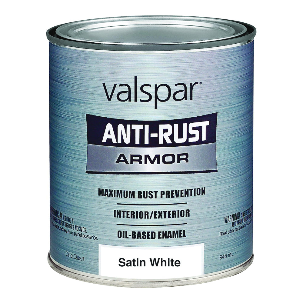 Valspar 21800 Series 044.0021820.005 Enamel, Satin, White, 1 qt, Can