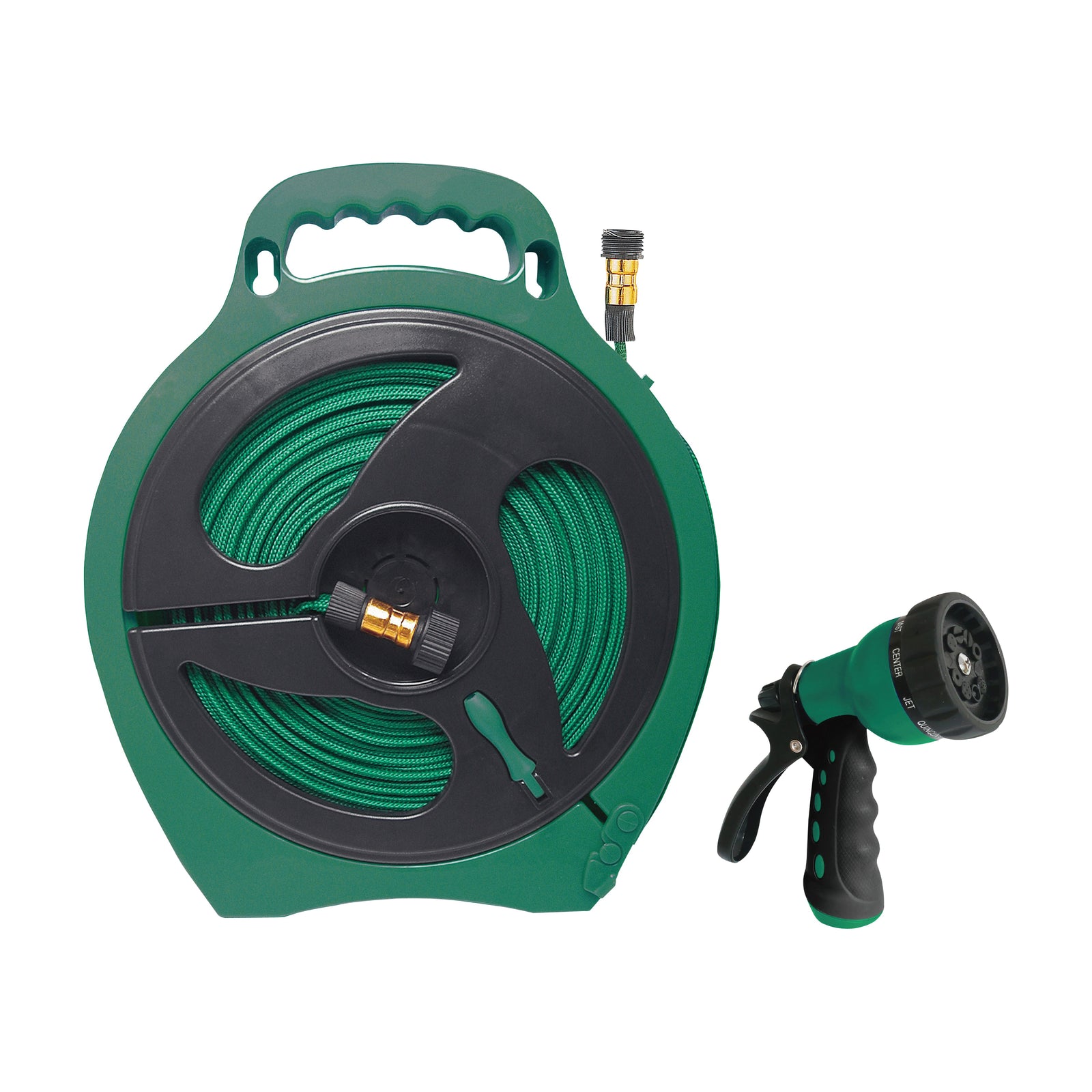Landscapers Select YP1121 Hose Set, 50 ft L Hose, 50 ft Hose, In a Storage Case Winding, Built-In Handle, Polyester