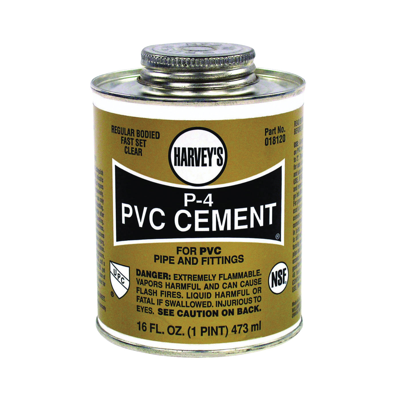Harvey 018120-12 Solvent Cement, 16 oz Can, Liquid, Clear
