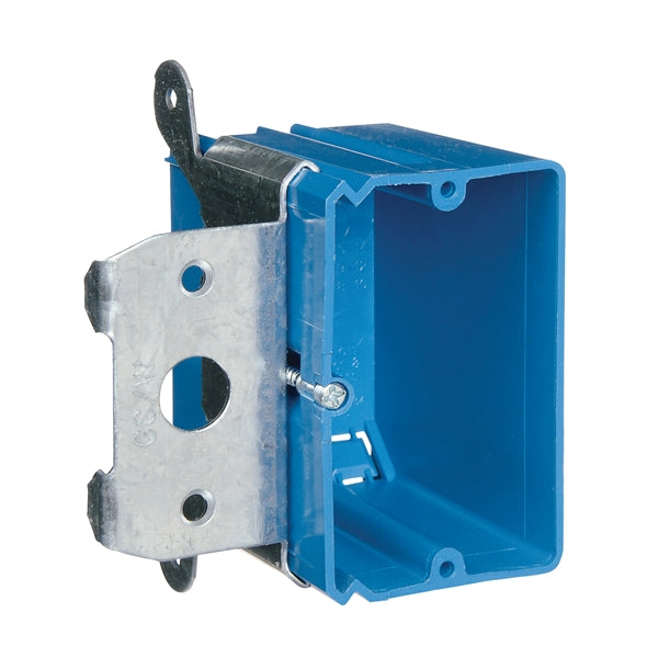 Carlon B121ADJ New Work Outlet Box, 1 -Gang, PVC, Blue, Bracket Mounting