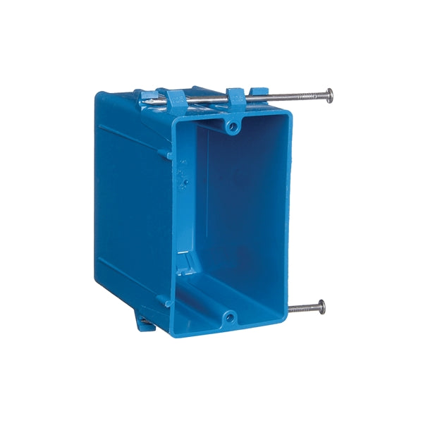 Carlon B122A-UPC Outlet Box, 1 -Gang, PVC, Blue, Nail Mounting