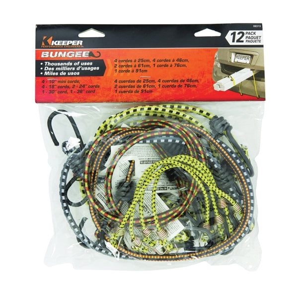 KEEPER 06313 Bungee Cord, Rubber, Hook End