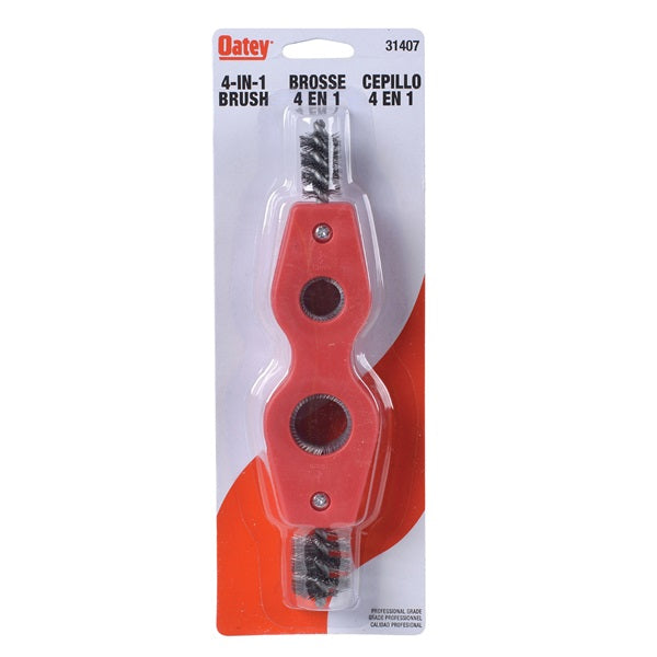 Oatey 31407 4-in-1 Brush, Steel Bristle, Polystyrene Handle