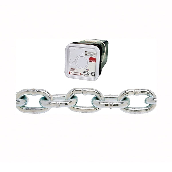 Campbell 014-3326 Proof Coil Chain, 3/16 in, 150 ft L, 30 Grade, Steel, Zinc