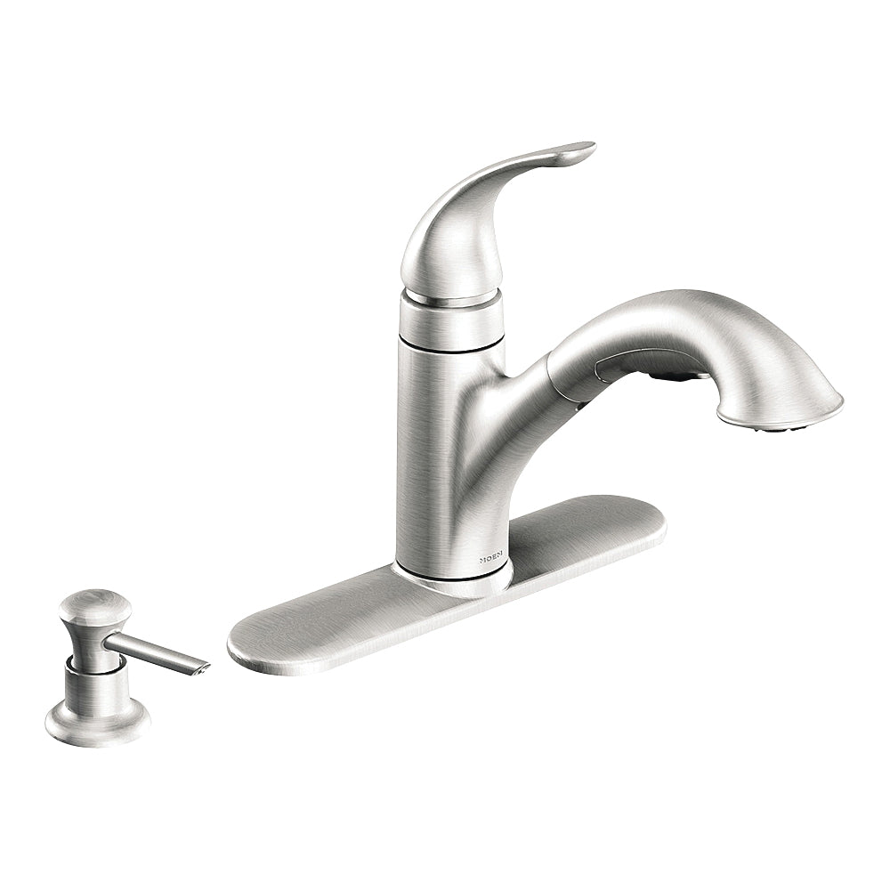 Moen Caprillo Series CA87550SRSSD Kitchen Faucet, 1.5 gpm, 1-Faucet Handle, Stainless Steel, Stainless Steel
