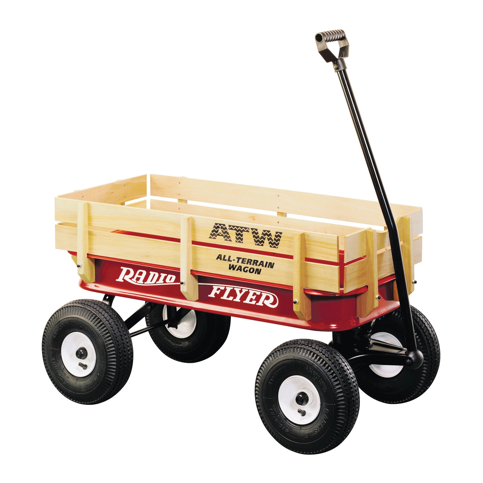 RADIO FLYER 32Z Terrain Wagon, 200 lb Capacity, Steel/Wood, Red, Pneumatic Wheel