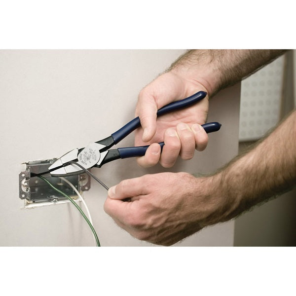 KLEIN TOOLS D213-9NE Cutting Plier, 9-3/8 in OAL, 1-3/8 in Cutting Capacity, Dark Blue Handle, 1-1/4 in W Jaw