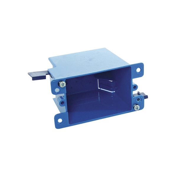 Carlon B114R-UPC Outlet Box, 1 -Gang, PVC, Blue, Clamp Mounting