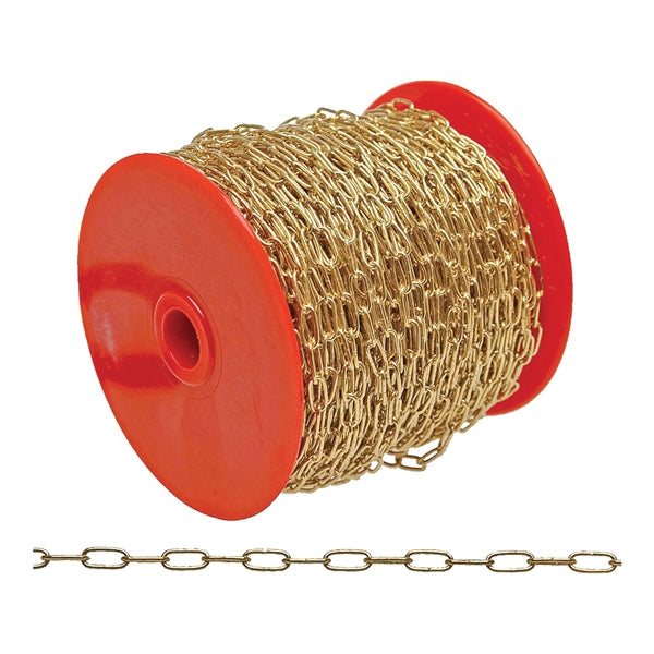 Campbell 0710717 Clock Chain, 7, 82 ft L, 15 lb Working Load, Brass