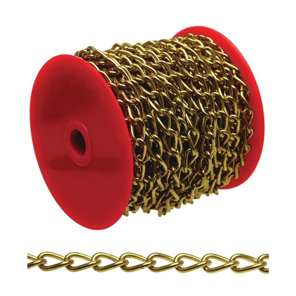 Campbell 0712017 Twist Chain, 200, 49 ft L, 12 lb Working Load, Brass