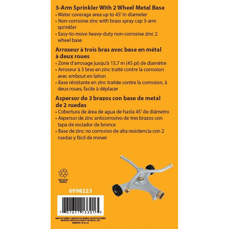 Landscapers Select YM133A Lawn Sprinkler, Female, Round, Zinc