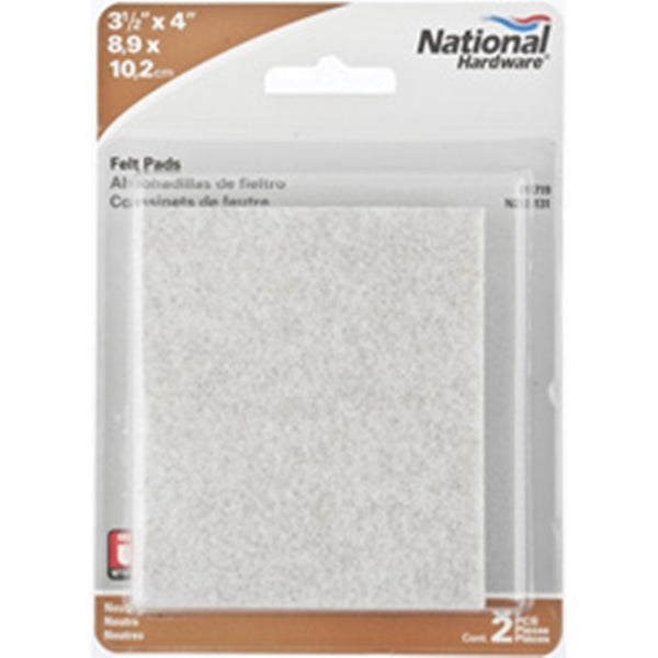 National Hardware V1719 Series N237-131 Protective Pad, Felt Cloth, 4 in L, 3-1/2 in W, Square