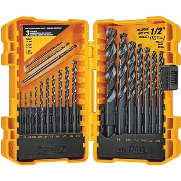 DeWALT DW1177 Drill Bit Set, 20-Piece, HSS, Black Oxide