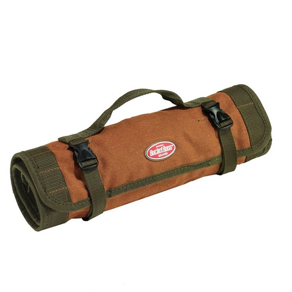 Bucket Boss Original Series 70004 Tool Roll Bag, 26 in W, 14-1/2 in H, 25-Pocket, Canvas, Brown