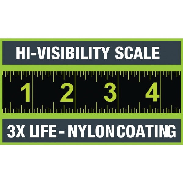 Crescent Lufkin L1205CB Tape Measure, 25 ft L Blade, 1-3/16 in W Blade, Steel Blade, Rubber Case