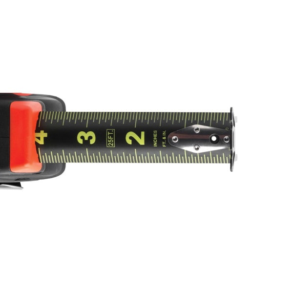 Crescent Lufkin L1205CB Tape Measure, 25 ft L Blade, 1-3/16 in W Blade, Steel Blade, Rubber Case