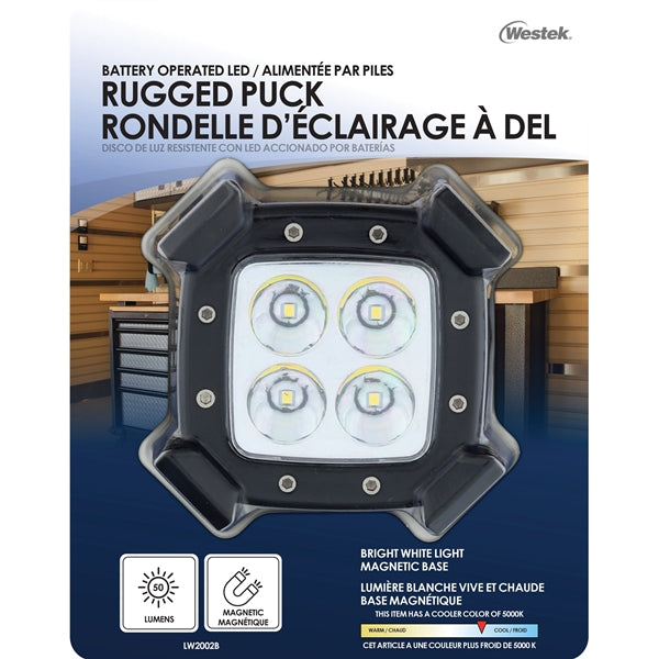 AmerTac LW2002B-N1 Rugged Puck Light, 3-Lamp, LED Lamp, 50 Lumens