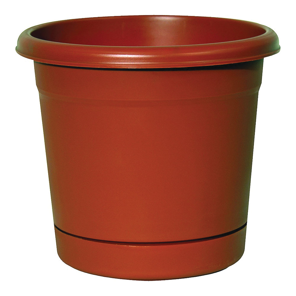 Southern Patio RN2008TC Riverland Planter with Saucer, 20 in Dia, Round, Poly Resin, Terra Cotta, Matte