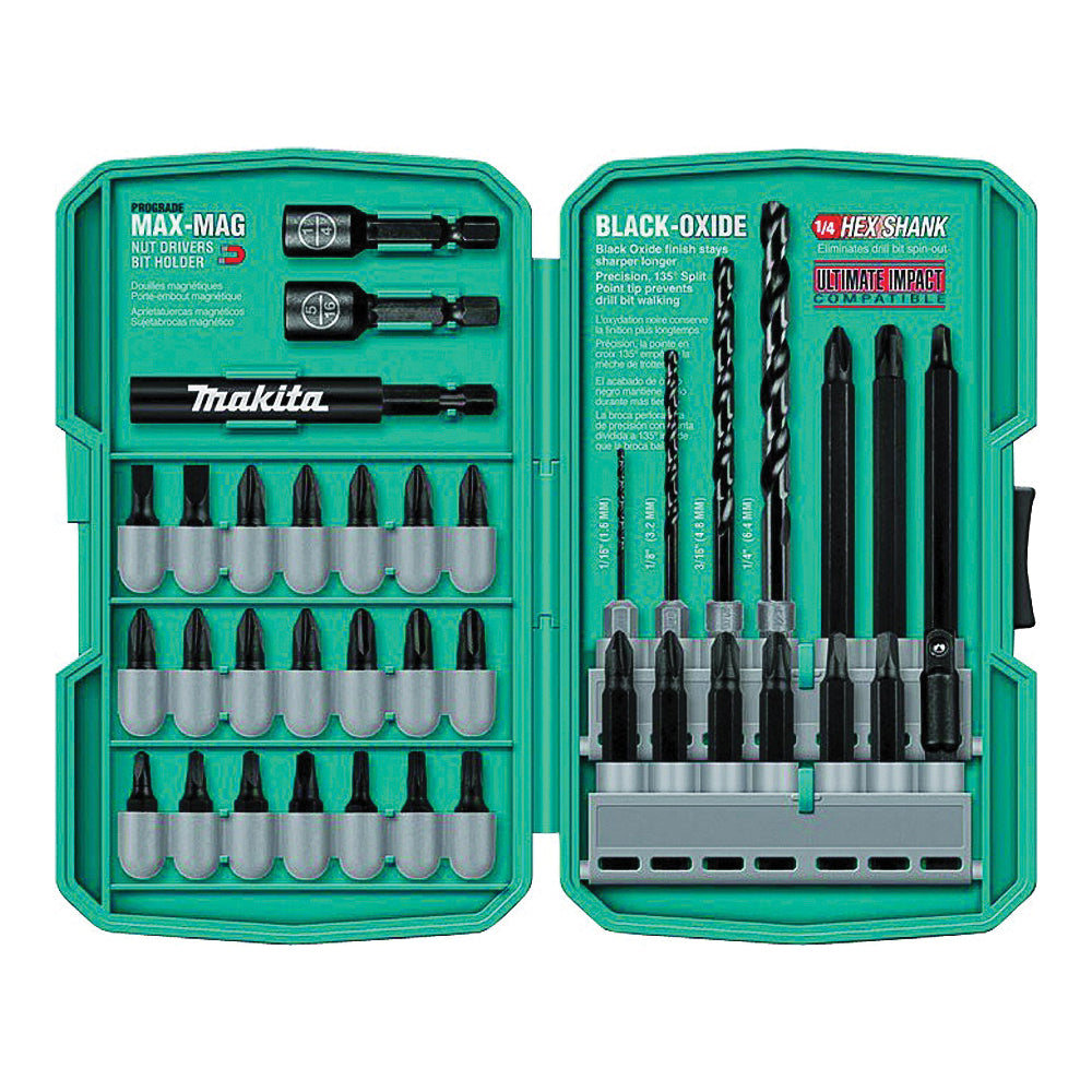 Makita T-01373 Drill/Drive Set, 38-Piece, Steel, Black Oxide