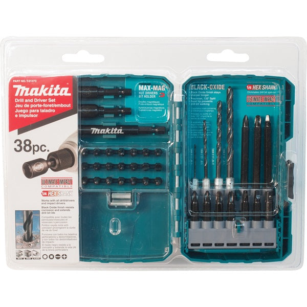 Makita T-01373 Drill/Drive Set, 38-Piece, Steel, Black Oxide
