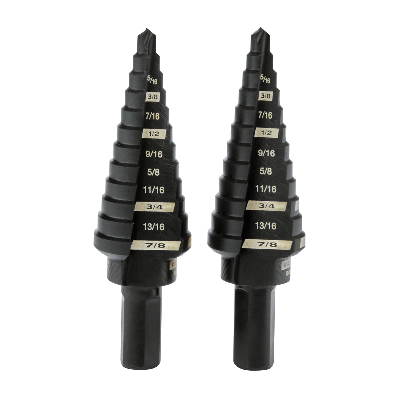 Milwaukee 48-89-9234 #4 Step Drill Bit, 3/16 to 7/8 in Dia, 2-Flute, 3/8 in Dia Shank, 3-Flat Shank