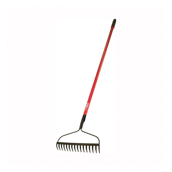 BULLY Tools 92379 Bow Rake, 4 in L Head, 16 in W Head, 16 -Tine, Steel Tine, Steel Head, 66 in L Handle