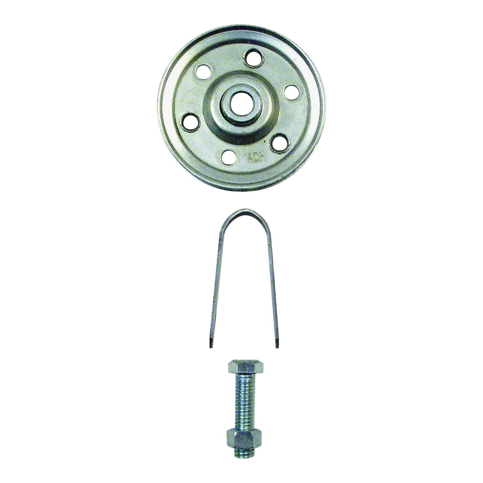 Prime-Line GD 52109 Pulley with Strap and Axle Bolt, 3 in Dia, 5/16 in Dia Bore, Galvanized Steel