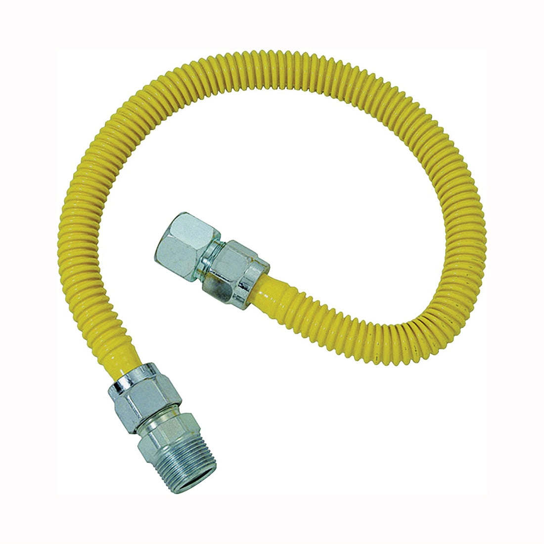 BrassCraft ProCoat CSSC21-48P Gas Connector, 3/4 in FIP x 3/4 in MIP, Stainless Steel, 48 in L