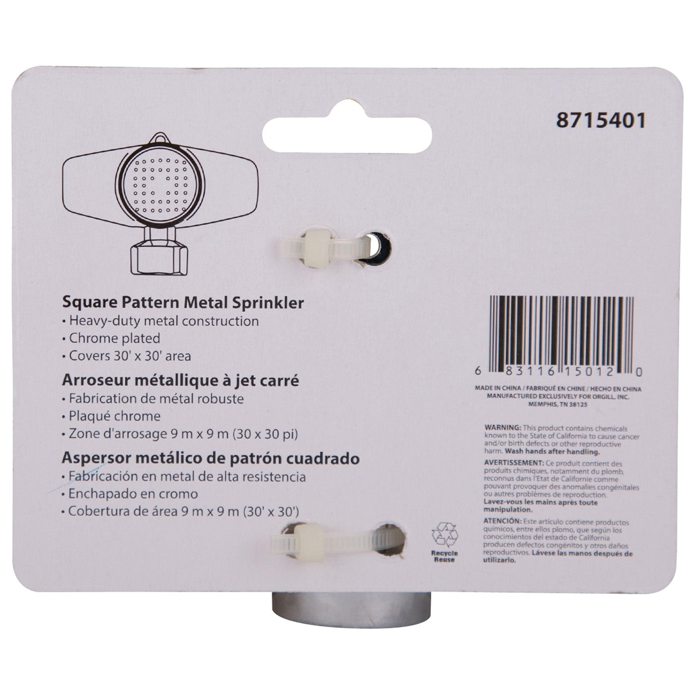 Landscapers Select GS9510 Spot Sprinkler, Female, Square, Zinc