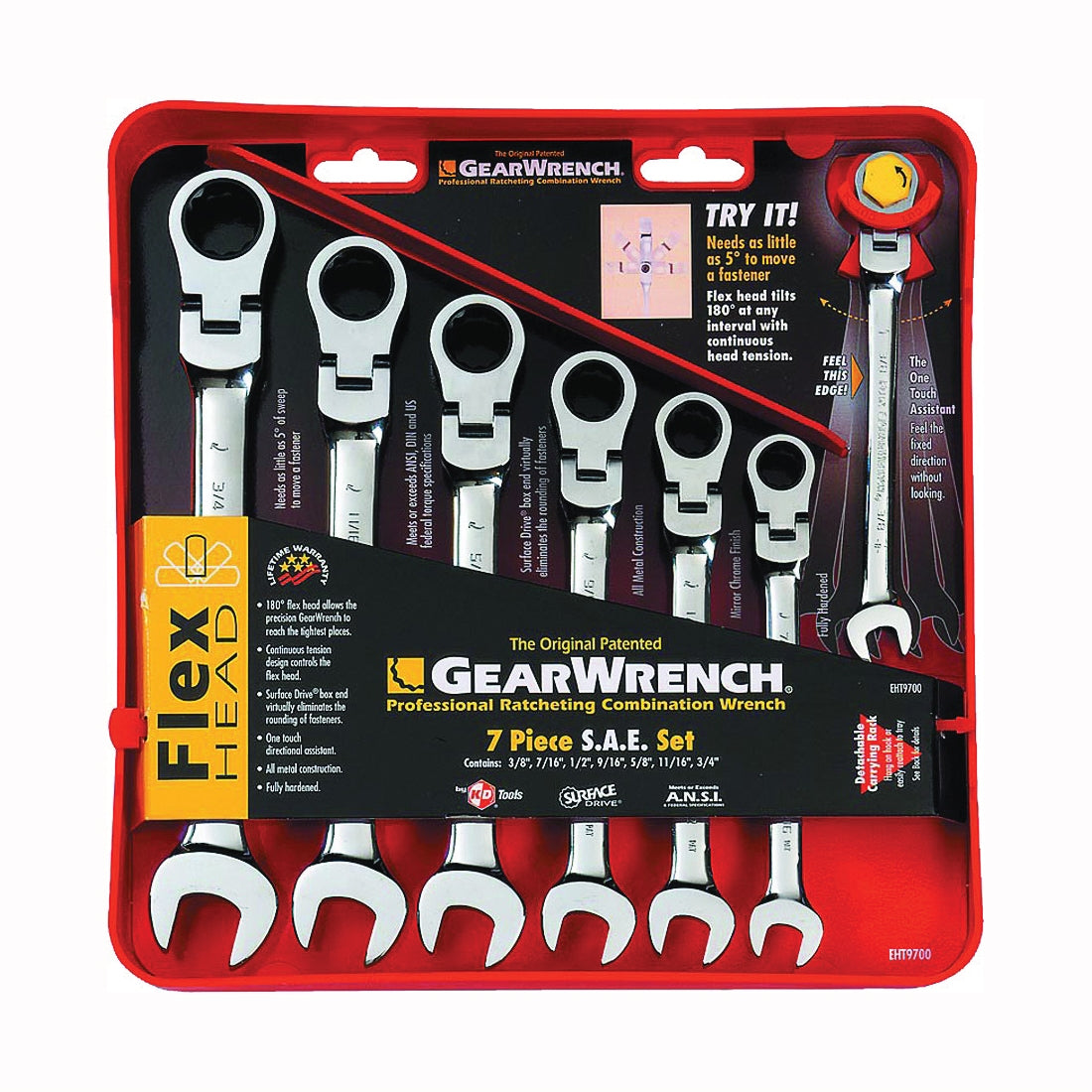 GearWrench 9700 Wrench Set, 7-Piece, Steel, Specifications: SAE Measurement