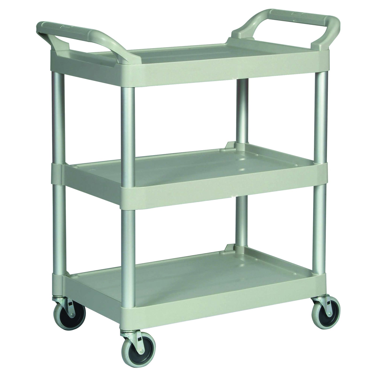 Rubbermaid FG342488PLAT Service Cart, 18.6 in OAW, 37.8 in OAH, 33.6 in OAL, Plastic Shelf, Platinum Shelf