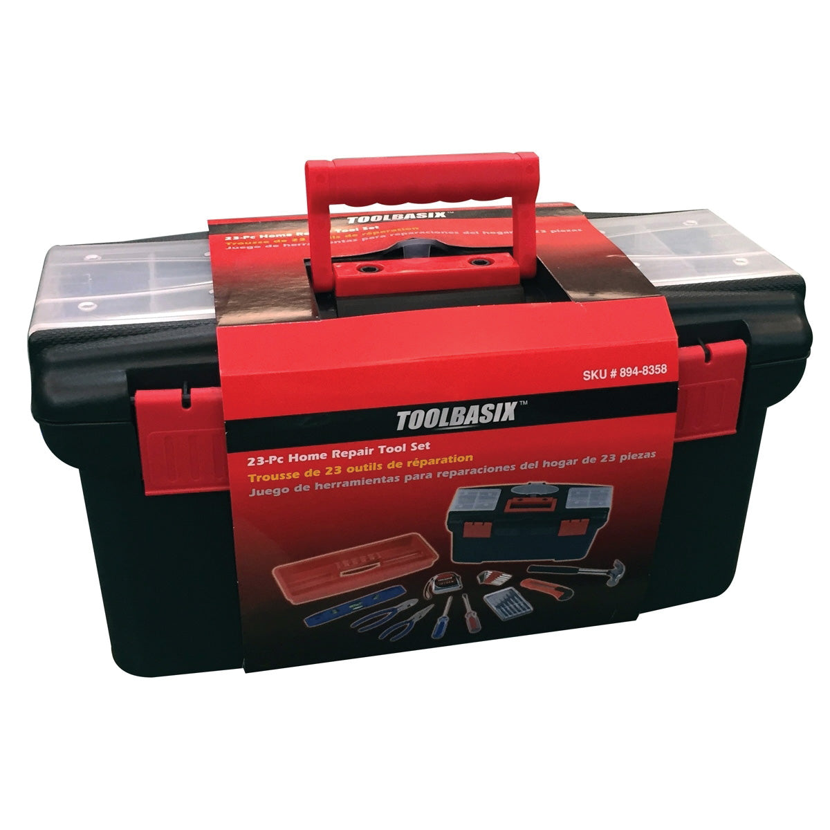 Vulcan 10557 Tool Set, 23-Piece, Tool box: Plastic, Tool box: Black and Red