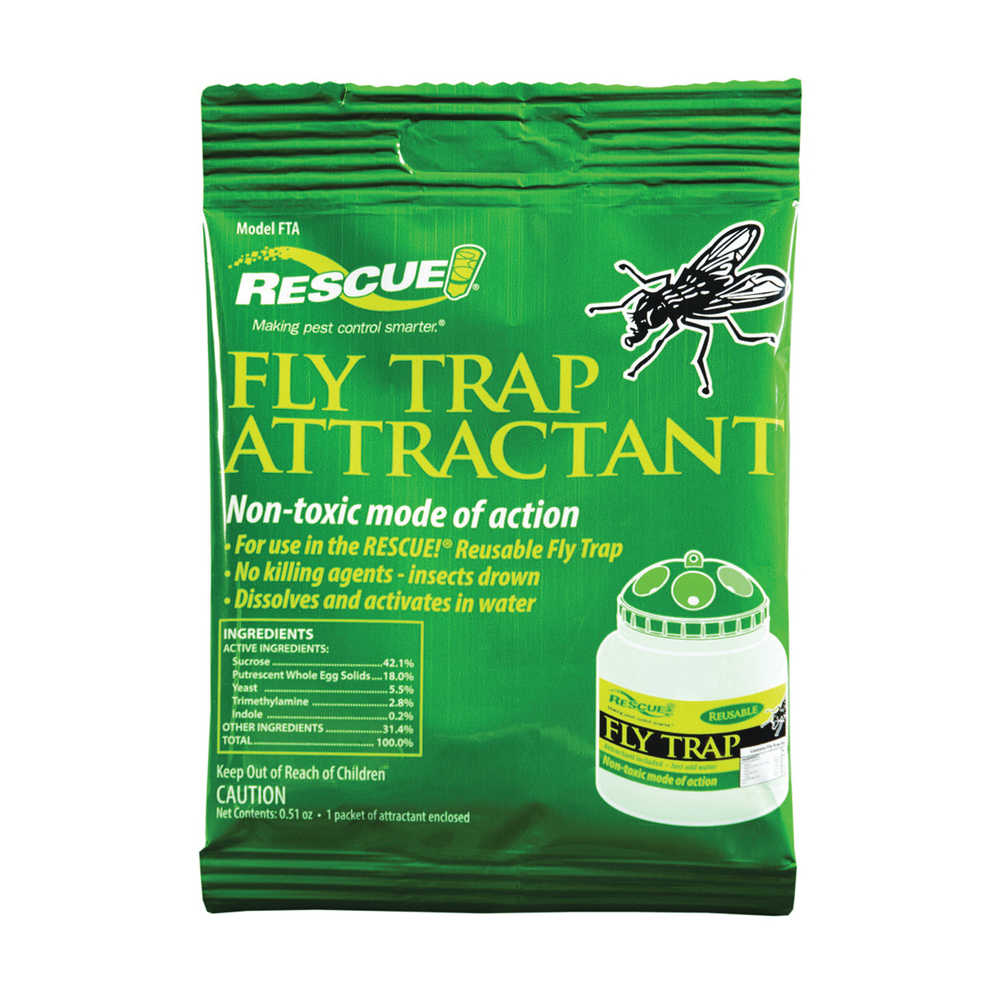 RESCUE FTA-DB12 Fly Trap Attractant, Solid, Musty, 0.51 oz Refill Pack