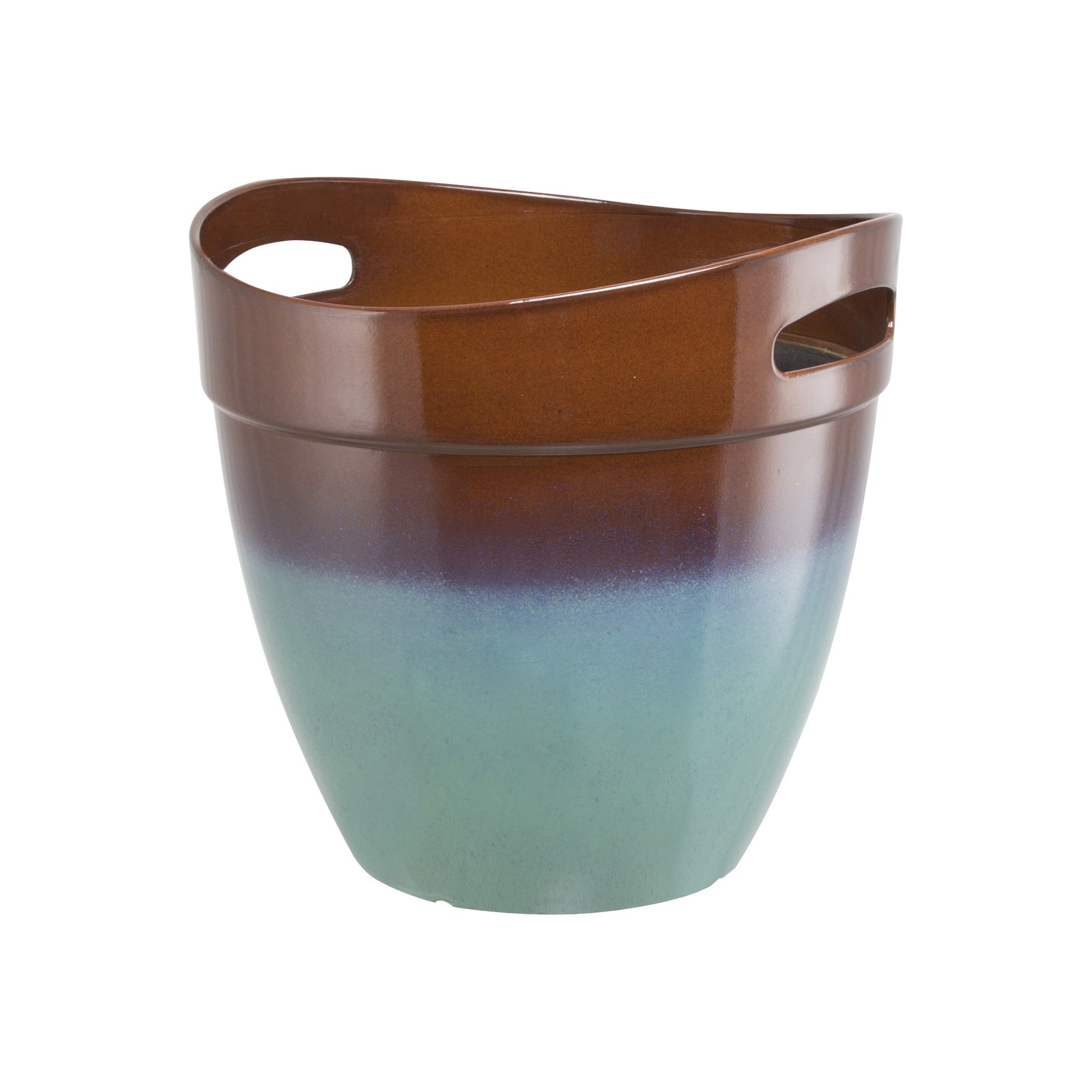 Landscapers Select Planter, 12 in Dia, Round, Resin, Teal