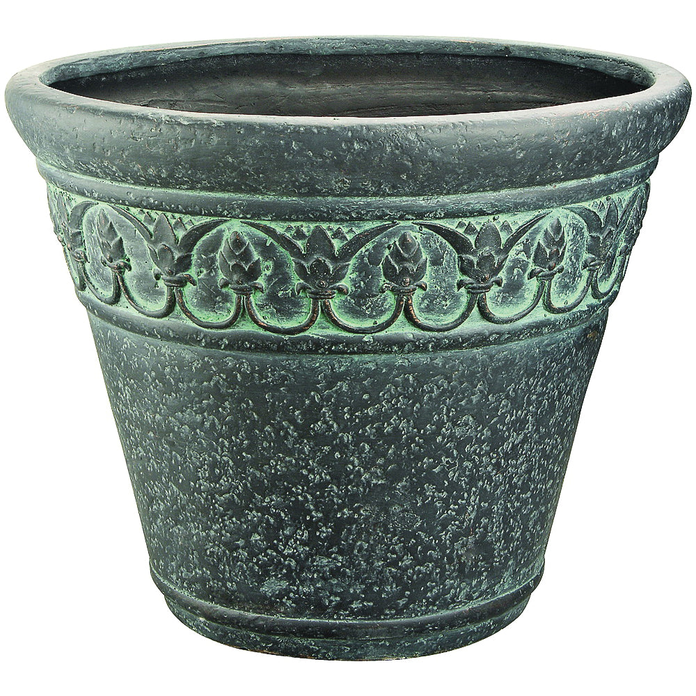 Landscapers Select PT-007 Pottery Planter, 13 in Dia, Round, Verdigris