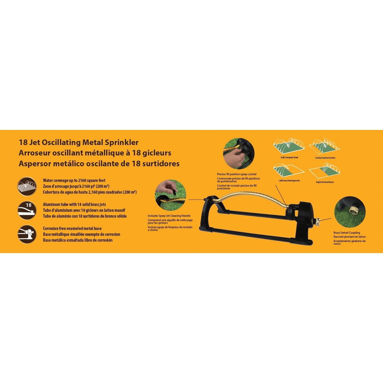 Landscapers Select GO153-1 Lawn Sprinkler, Female, Rectangle, Zinc