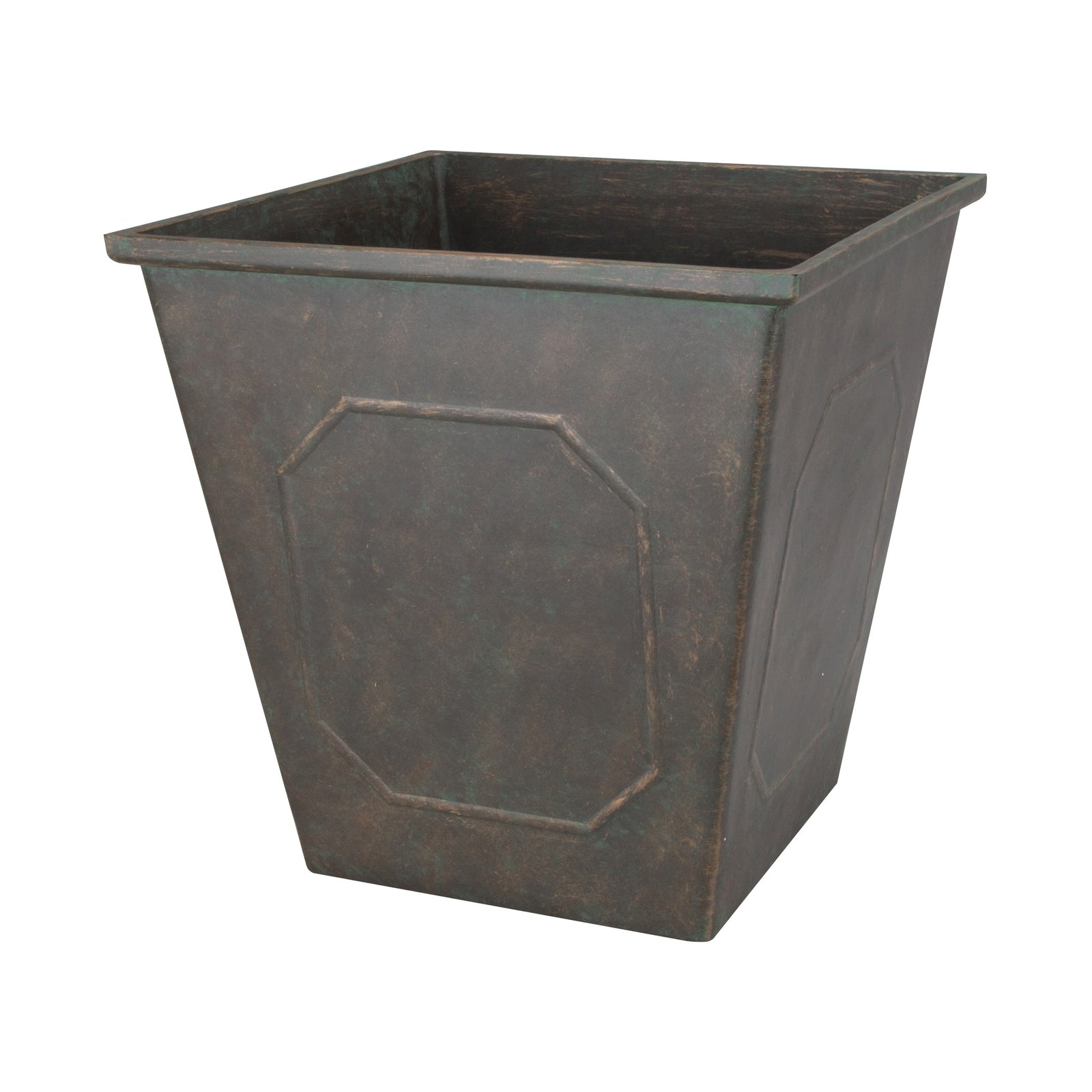 Landscapers Select Planter, 14 in W, 14 in D, Square, Resin, Metallic
