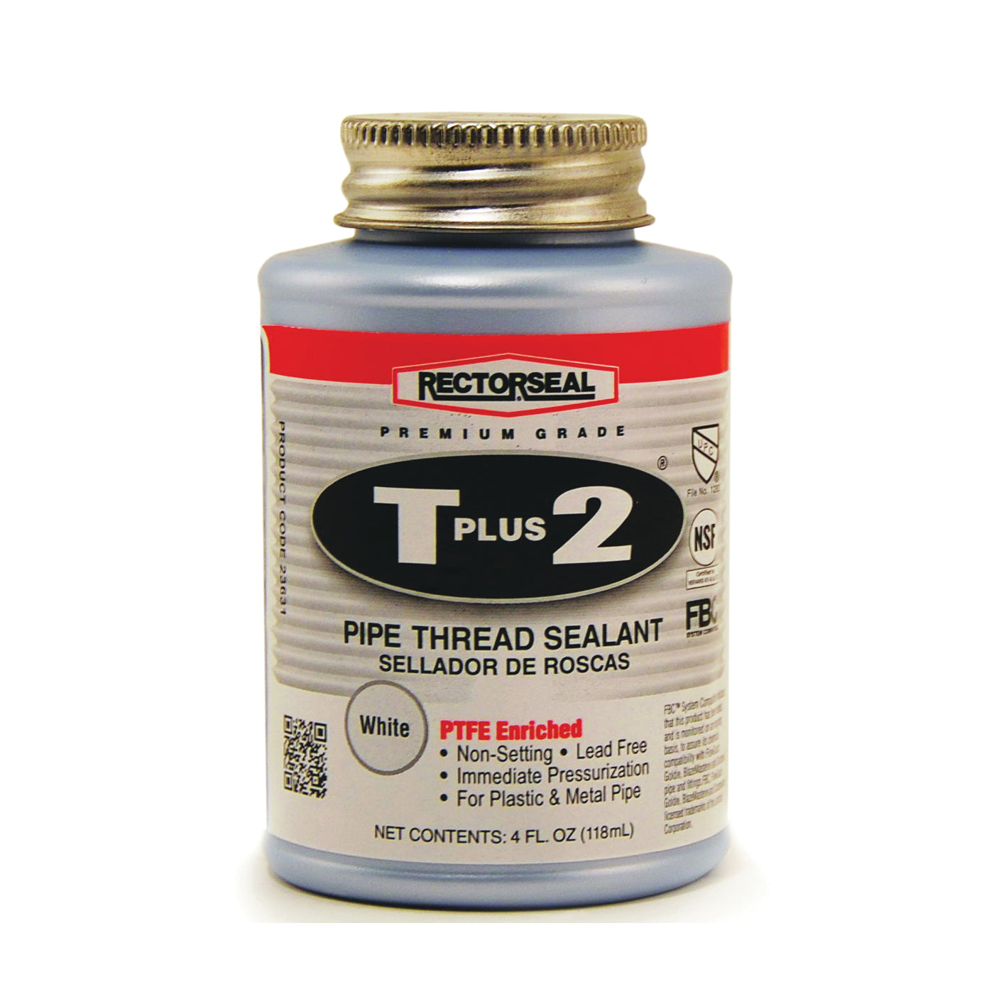 RECTORSEAL T Plus 2 Series 23631 Thread Sealant, 0.25 pt Can, Paste, White