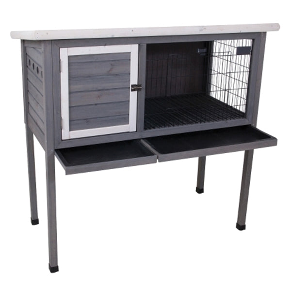 PETMATE Precision Pet 7029115 Extreme Rabbit Shack II, 46 in W, 24 in D, 48 in H, Wood, Gray/White